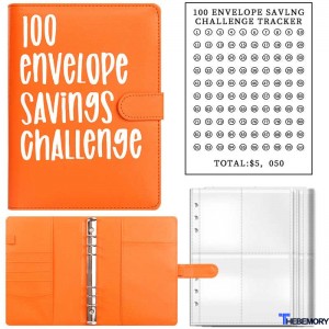 100 Envelope Savings Challenge Binders, 1 Piece Budget Binder, Money Saving Challenge Book, Savings Challenge Notebook, Money Organizer, Budget Planner Book for Budgeting